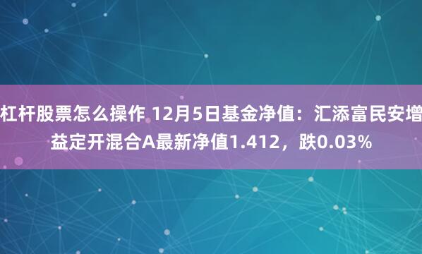 杠杆股票怎么操作 12月5日基金净值：汇添富民安增益定开混合A最新净值1.412，跌0.03%