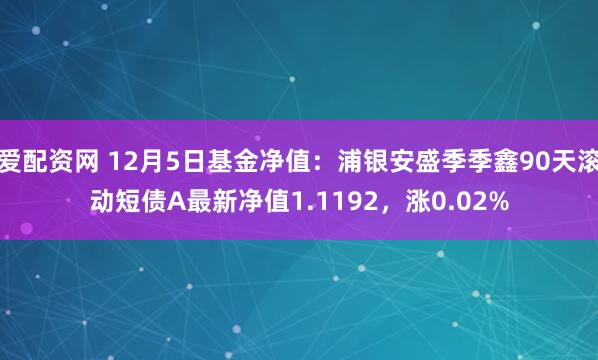 爱配资网 12月5日基金净值：浦银安盛季季鑫90天滚动短债A最新净值1.1192，涨0.02%