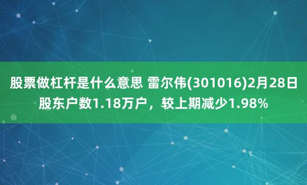 股票做杠杆是什么意思 雷尔伟(301016)2月28日股东户数1.18万户，较上期减少1.98%