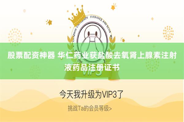 股票配资神器 华仁药业获盐酸去氧肾上腺素注射液药品注册证书
