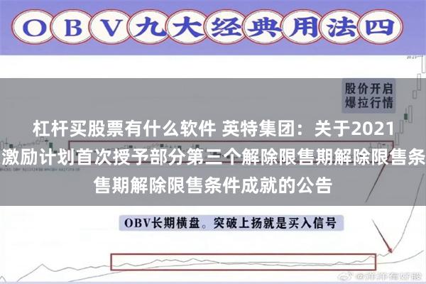 杠杆买股票有什么软件 英特集团：关于2021年限制性股票激励计划首次授予部分第三个解除限售期解除限售条件成就的公告